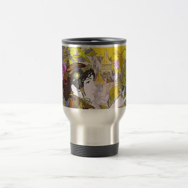 Art Nouveau Woman Travel Mug (Center)