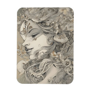 Art Nouveau Woman Vintage-Inspired Portrait Magnet