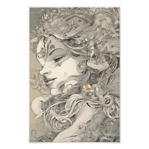 Art Nouveau Woman Vintage-Inspired Portrait Photo Print