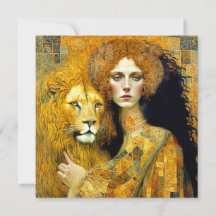 Art Nouveau Woman With Leon Inspired By Klimt Save The Date