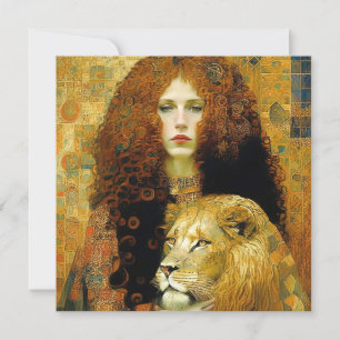 Art Nouveau Woman With Leon Inspired By Klimt Save The Date