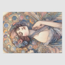 Art Nouveau Women Tissue Paper For Arts And Ccraft