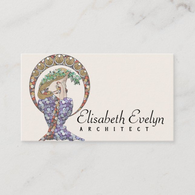 Art Nouveau Women y6776 Business Card (Front)