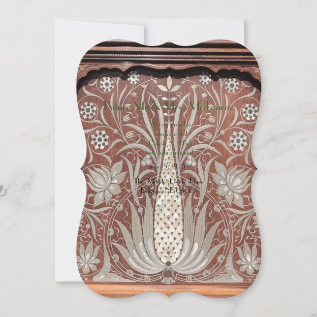 Art Nouveau wood work, beautiful original, belle e Save The Date (Front)