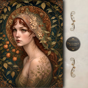 Art Nouveau Woodland Maiden Decoupage Tissue Paper