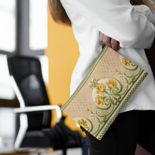 Art Nouveau Yellow Bouquets Medallion Wedding Accessory Pouch