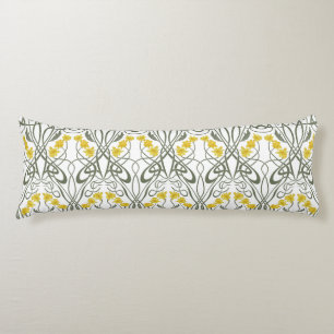Art Nouveau Yellow Daffodils and Stems White Body Cushion