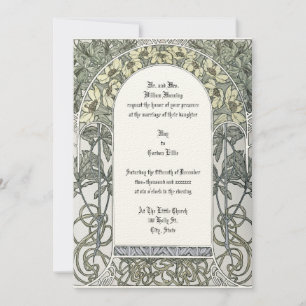 Art Nouveau Yellow Floral Border by Alphonse Mucha Invitation