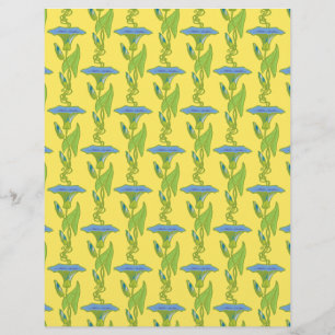 Art Nouveau yellow Ipomoea floral wallpaper damask