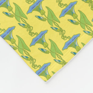 Art Nouveau yellow Ipomoea floral wallpaper damask Fleece Blanket