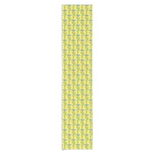Art Nouveau yellow Ipomoea floral wallpaper damask Short Table Runner