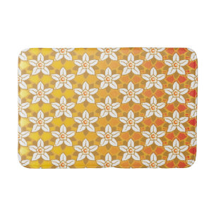 Art Nouveau yellow Jonquil floral wallpaper damask Bath Mat