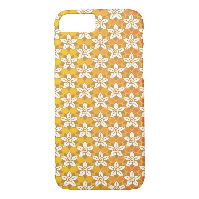 Art Nouveau yellow Jonquil floral wallpaper damask Case-Mate iPhone Case (Back)