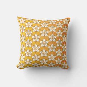Art Nouveau yellow Jonquil floral wallpaper damask Cushion