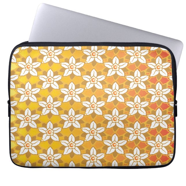 Art Nouveau yellow Jonquil floral wallpaper damask Laptop Sleeve (Front)