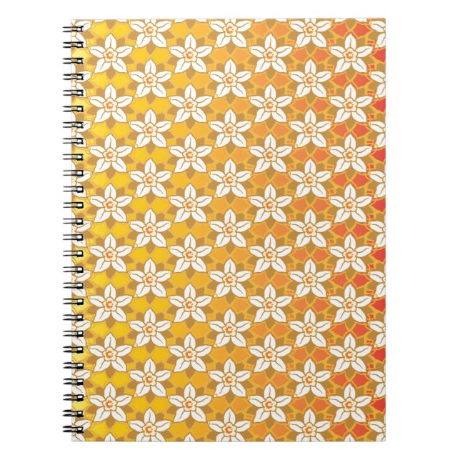 Art Nouveau yellow Jonquil floral wallpaper damask Notebook (Front)