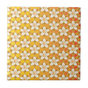 Art Nouveau yellow Jonquil floral wallpaper damask Tile