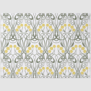 Art Nouveau Yellow Roses and Sinuous Stems Tissue Paper