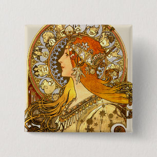 Art Nouveau Zodiac 15 Cm Square Badge