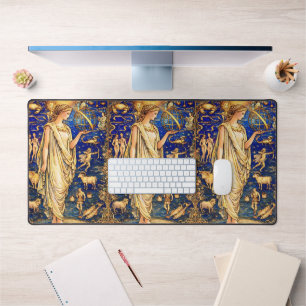 Art Nouveau Zodiac Goddess Celestial Illustration  Desk Mat