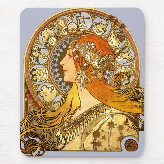 Art Nouveau Zodiac Mouse Mat (Front)