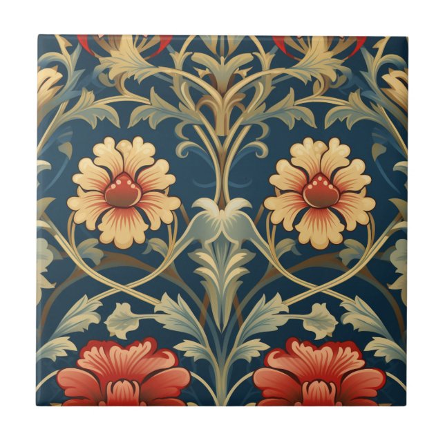 Art Nouveay Style Flowers Tile (Front)