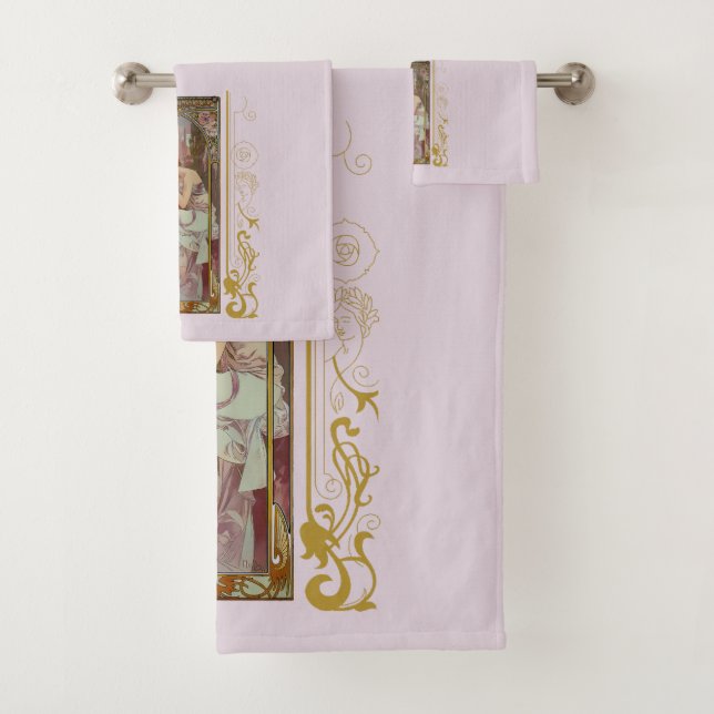 Art Noveau Alphonse Mucha Night’s Rest Bath Towel Set (Insitu)
