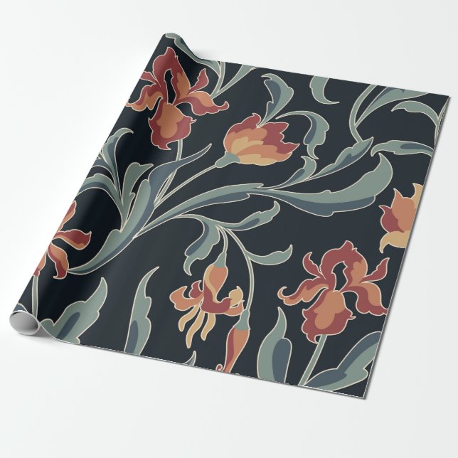 art noveau style floral seamless patternart,floral wrapping paper (Unrolled)
