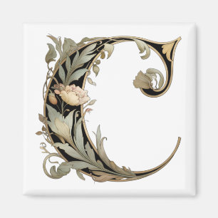 Art Nuevo Black and Gold Letter C Magnet