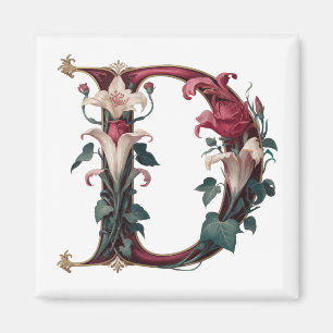Art Nuevo Black and Red Letter D Magnet