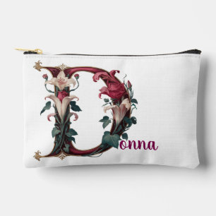 Art Nuevo Pink, Red Letter D Accessories Bag