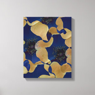 Art of beige and blue colour floral/flower pattern canvas print