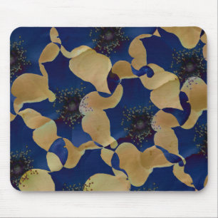 Art of beige and blue colour floral/flower pattern mouse mat