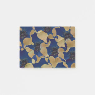 Art of beige and blue colour floral/flower pattern post-it notes