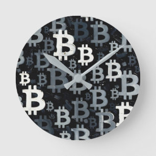 Art of Bitcoin (BW #3) oil painting Round Clock