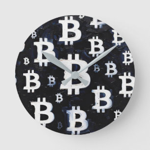 Art of Bitcoin (BW #8) oil painting Round Clock