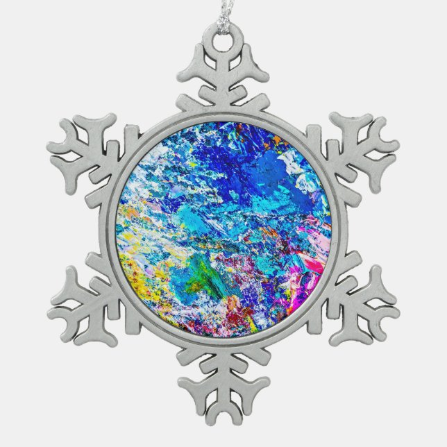Art of colour palette snowflake pewter christmas ornament (Front)