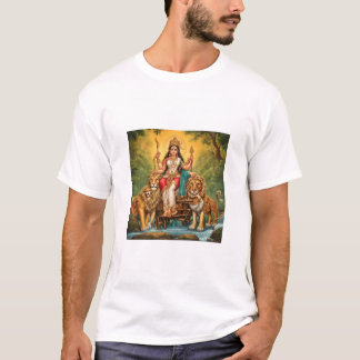 Art of durga mata with lions T-shirts
