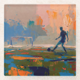"Art of Football" (Style 1) Oil Painting  Glass Coaster
