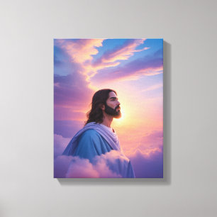 Art of Jesus On Sky   God Stretched Canvas Print