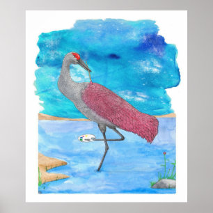 Art Of Life Series Artist Crane Funny Flamingo Poster
