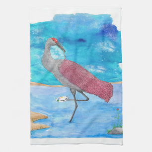 Art Of Life Series Artist Crane Funny Flamingo Tea Towel