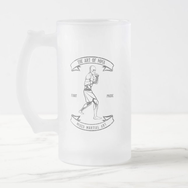 Art Of MMA Mixed Martial Arts Frosted Glass Beer Mug (Left)