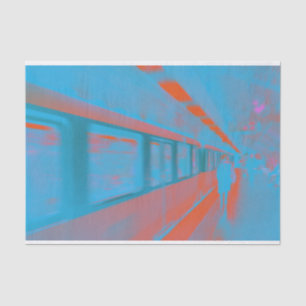 Art of Parisian woman at subway in blue orange Tissue Paper