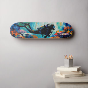 Art of Scuba Diving (#1) oil painting Skateboard