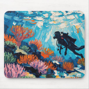 Art of Scuba Diving (#2) oil painting Mouse Mat