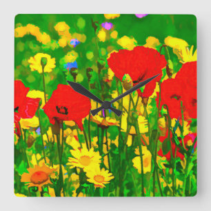 Art Of The Poppy Square Wall Clock