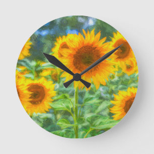 Art Of The Sunflower Round Clock