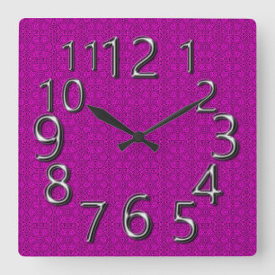 Art-Of-Time Magnificent Mauve Square Square Wall Clock