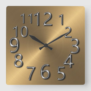 Art-Of-Time-Silver & Gold Square Wall Clock